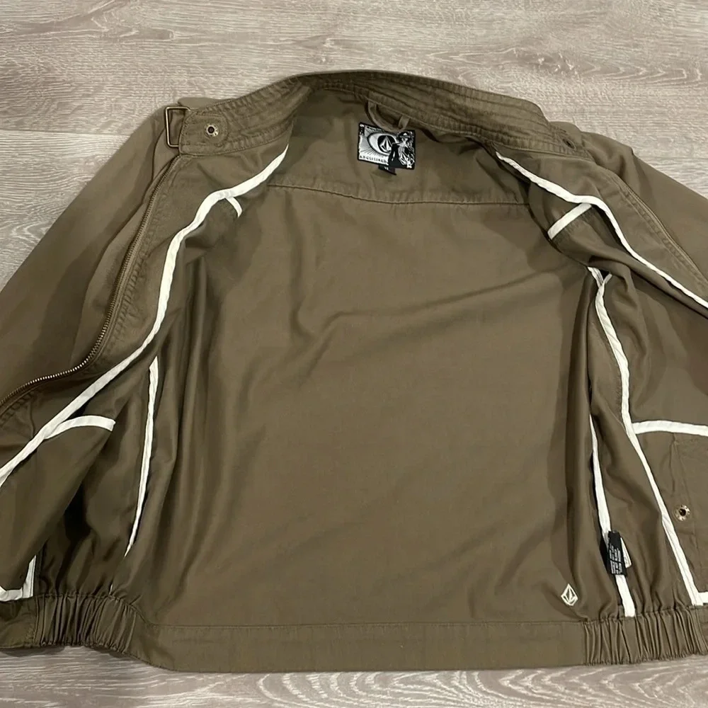 NWOT Volcom Women's Frochickie 2 Lovin Phoebe Brown Zip Up Canvas Moto Jacket XL - Picture 13 of 16